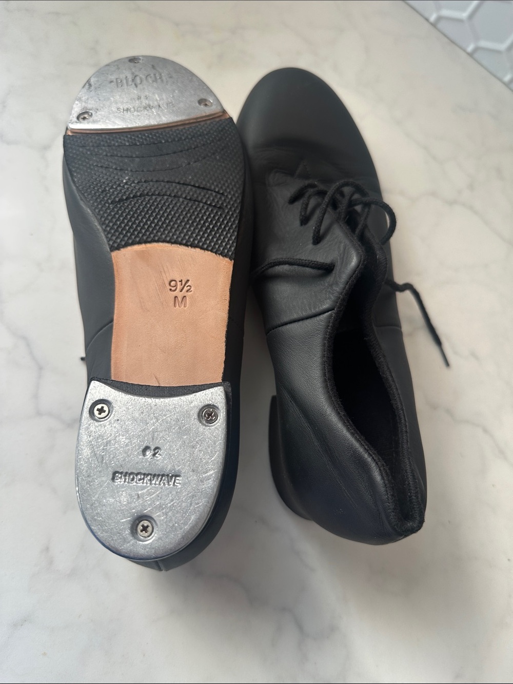 Bloch Black Leather Lace-Up Tap Shoes size 9.5 - Picture 7 of 9